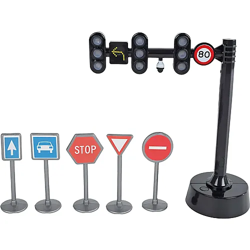 Kids Globe Traffic Ampel mit 3 Lichtern und 5 Verkehrszeichen