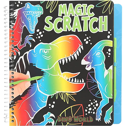 Magic Scratch Book mit coolen Dinosaurier-Motiven zum Kratzen