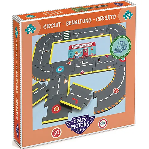 Djeco Puzzle Crazy Motors Rennstrecke - 26 Teile