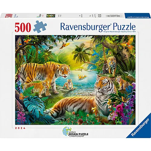 Tigerfamilie in der Oase 500Teile