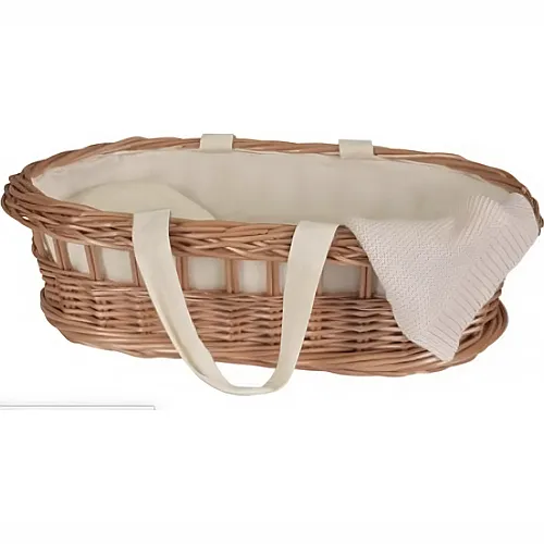 Egmont Puppenkorb Geflochten Mit Bettzeug Bettdecke Gestrickt, 40 x 24.5 x 12 Cm
