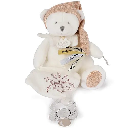 Doudou et Compagnie Schmusetuch mit Schnullerhalter B�r Rosegold - 20 cm