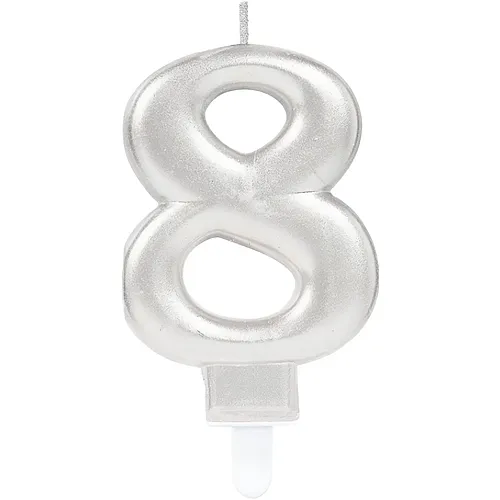 Zahlenkerze 8 Silber