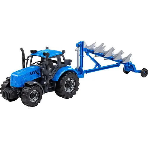 Cavallino Toys 1:32 Traktor mit Pflug Blau