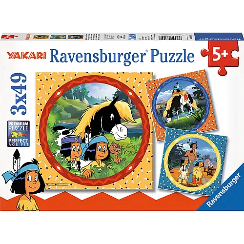 Ravensburger Puzzle Yakari, der tapfere Indianer (3x49)