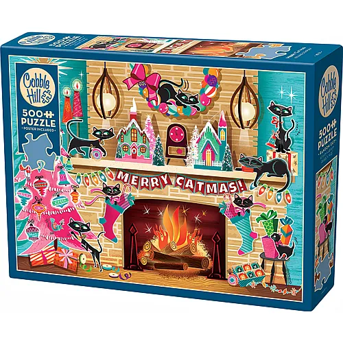 Cobble Hill Puzzle Fr�hliche Katzenweihnachten - 500 Teile