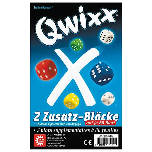 Game Factory Familie Qwixx 2 Zusatz-Blcke mit je 80 Blatt