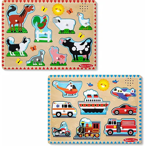 Melissa & Doug Sound Puzzle Bundle � Bauernhoftiere und Fahrzeuge