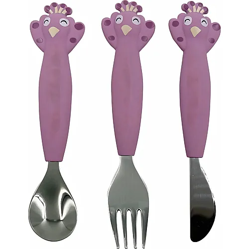 Trixie Kinderbesteck mit Silikongriff 3teilig Pfau