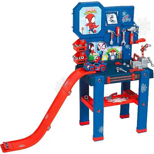 Smoby Spiderman Spidey Bricolo Werkbank mit Rennstrecke - 90 Teile