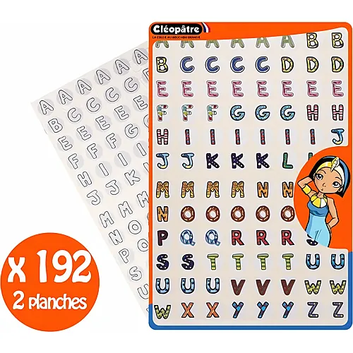 Cleopatre 192 Sticker Alphabet (96 Farben + 96 Zum Ausmalen)