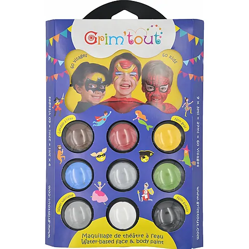 Grim'tout Palette 9 Couleurs Heros 9x4ml
