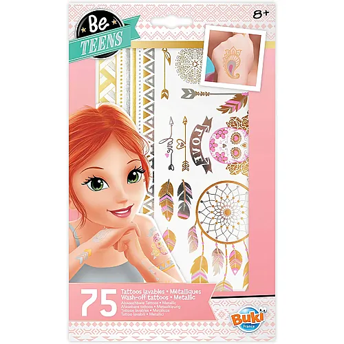 Abwaschbare Tattoos Metallic Rosa 75Teile