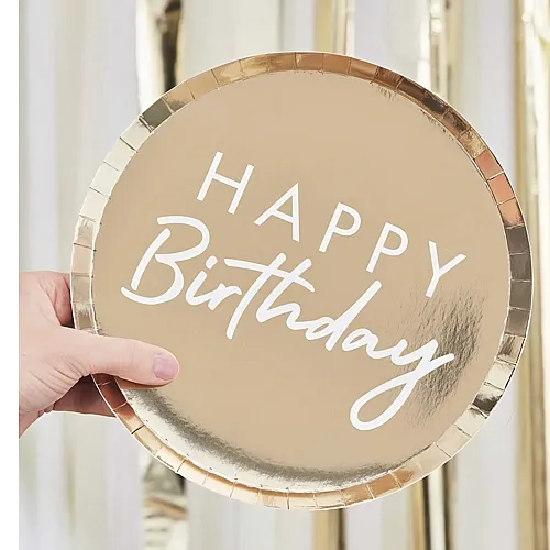 Gingerray 8 Teller Happy Birthday Gold 25cm