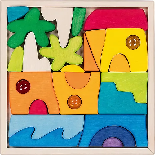 Goki Puzzle Landschaft Honolulu mit 3 Glittersteinen (27Teile)
