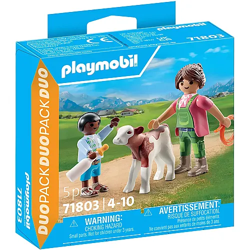 PLAYMOBIL DuoPack B�uerin mit Kind und Kalb 71803