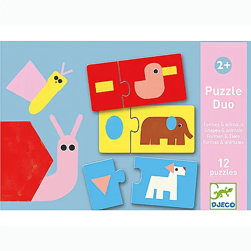 Djeco Puzzle Duo Formen & Tiere (6x2)