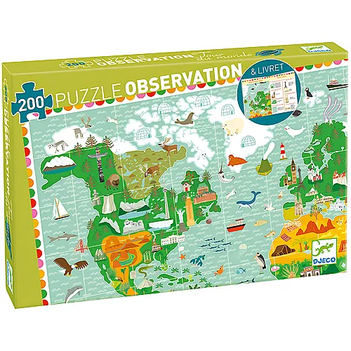 Djeco Puzzle Observation Rund um die Welt (200Teile)