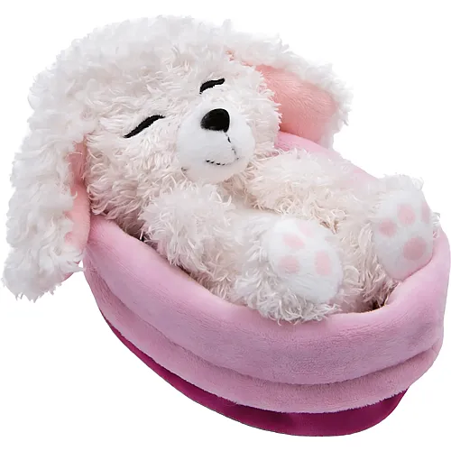Nici Sleeping Pets Pudel schlafend im K�rbchen Weiss (12cm)