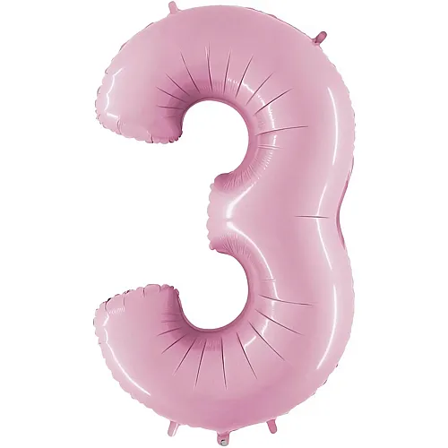 Grabo Folienballon Zahl 3 Pastellpink - 66 cm