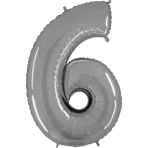 Grabo Folienballon Zahl 6 Silber - 102 cm