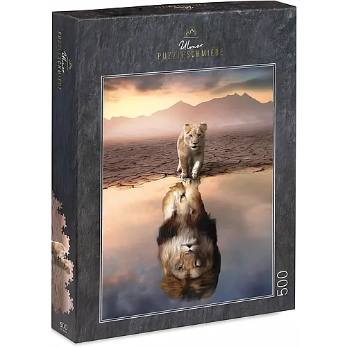 Ulmer Puzzleschmiede Spieglein, Spieglein - Der kleine L�we mit dem gro�en Selbstbewusstsein - 500 Teile