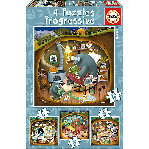 Educa Puzzle 4in1 Waldgeschichten (12-25)