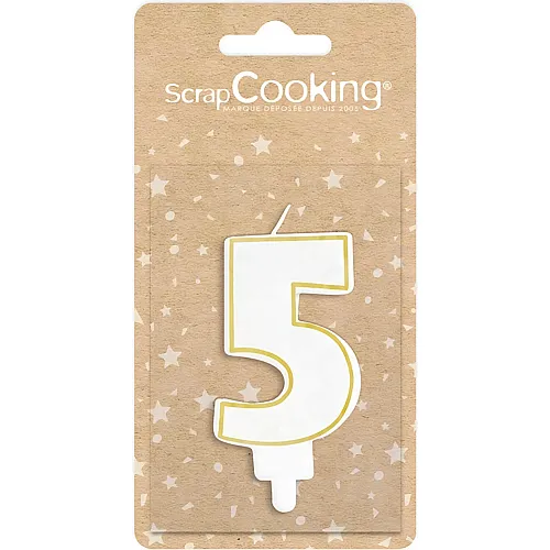 ScrapCooking Kerze 5 Weiss / Gold