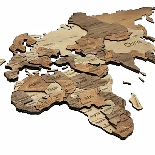 Creatif Wood Carte DU Monde 3D Foncee M 70x100cm