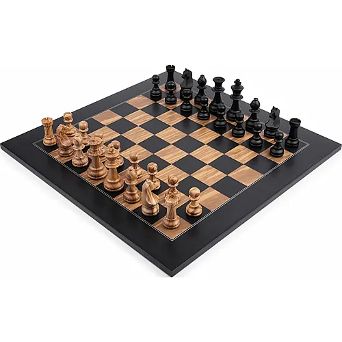 Philos Schachset - Schwarz Olive Deluxe - Feld 50 mm