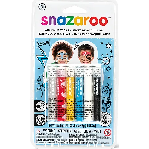 Snazaroo 6 Schminkstifte Jungen