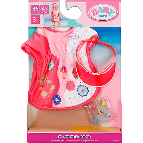 Strand-Outfit mit Strandtunika und Sonnenvisier mit Pins 36-43cm