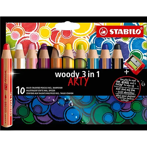 Stabilo Woody 3in1 Buntstifte � 10 Farben + Spitzer
