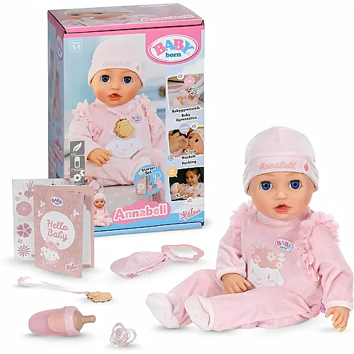 Weiche Babypuppe Annabell mit 7 Funktionen & Sound 43cm