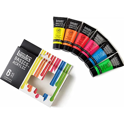 Liquitex Lqx Basics Acrylfarbe Set 6 X 22ml Tuben - Fluoreszent