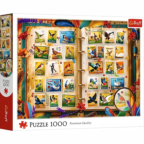 Trefl Collezione di francobolli - Atlante degli uccelli - 1000 pezzi