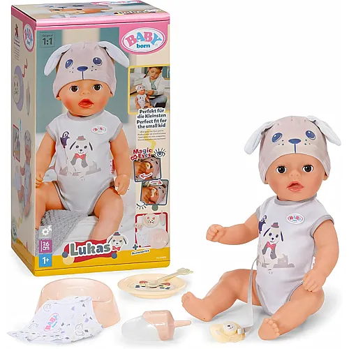 Lukas in Strampler mit Hundemotiv 36cm
