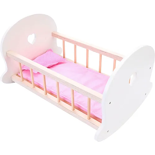 Weible Puppenbett Schaukelwiege, Rosa/Wei�