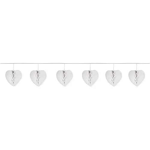 Folat Girlande mit Herz Honigwaben weiss 4m Herz 16cm