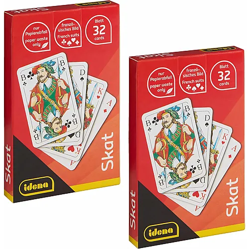 Idena 90270 - Skatspiel mit franz�sischem Blatt, 2 St�ck mit je 32 Karten, f�r 3-4 Spieler ab einem Alter von 12 Jahren, Kartenformat ca. 5,9 x 9,1 cm