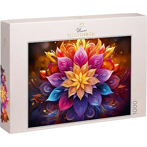 Ulmer Puzzleschmiede Neon Blumen-Bl�ten-Mandala - 1000 Teile