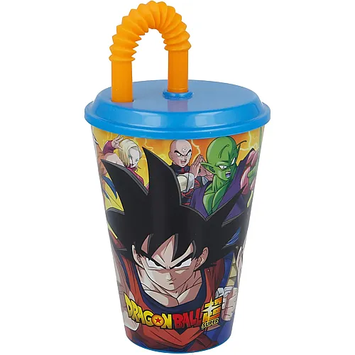 Trinkbecher mit Deckel & Strohhalm 430ml