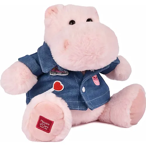 Doudou et Compagnie Hippo mit Jeansjacke Rosa - 20 cm