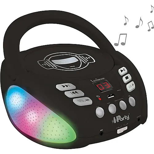 Bluetooth CD-Spieler mit Lichteffekten und USB Anschluss Schwarz