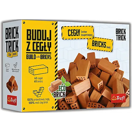 Brick Trick Trefl BAU mit den Ziegeln - Nachf�llset, 100% Nat�rliche Ziegel, Volle Ziegel, 40 Teile, ECO Bricks, wiederverwendbar, f�r Baufans, Kreativset f�r Kinder ab 6 Jahren