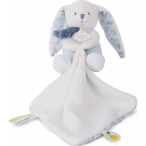 Doudou et Compagnie Hase mit Schmusetuch, blau 10cm