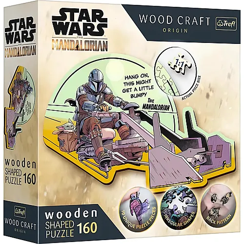 Trefl Puzzle Star Wars Wood Craft Grogu und Mandalorian Reunion - 160 Teile