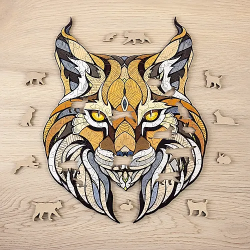 Eco Wood Art Holz-Puzzle L - Luchs (In Holzkiste)