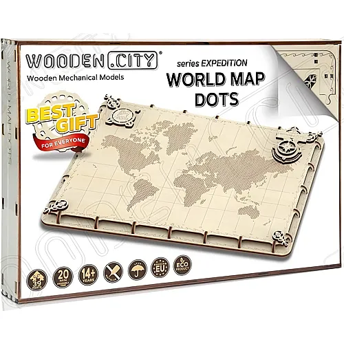 Wooden City World Map Dots