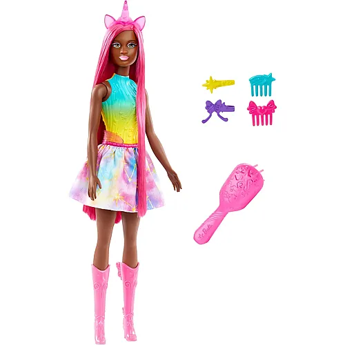 Einhorn-Puppe mit magentafarbenen Fantasy-Haaren